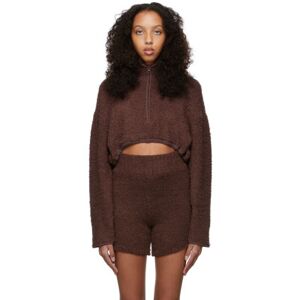 SKIMS Brown Cozy Knit Cropped Sweatshirt  - Garnet - Size: 2X-Large - female