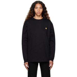 Carhartt Work In Progress Black Chase Long Sleeve T-Shirt  - Black/Gold - Size: Extra Small - female