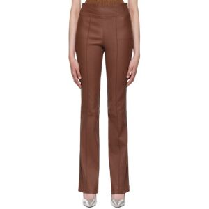 Helmut Lang Brown Bootcut Leather Pants  - Cinnamon - Ndt - Size: US 10 - female