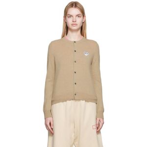COMME des GARÇONS PLAY Beige Heart Patch Cardigan  - Beige - Size: Extra Small - female