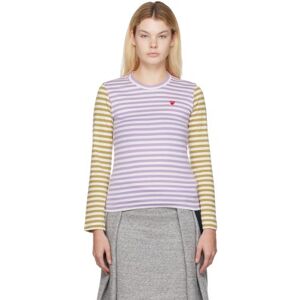 COMME des GARÇONS PLAY Purple & Orange Striped T-Shirt  - Purple/Olive - Size: Extra Small - female