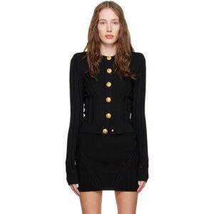 Balmain Black Button Cardigan  - 0Pa Noir - Size: FR 44 - female