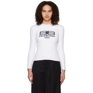 Balenciaga White Print Sweater  - 9040 White/Black - Size: Large - female