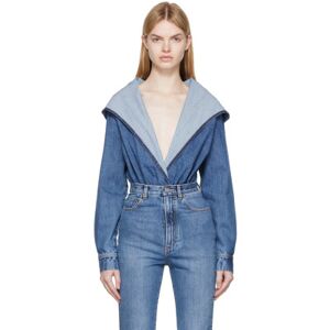 ALAÏA Blue Washed Denim Bodysuit  - 507 Bleu Jeans - Size: FR 42 - female