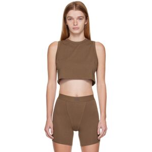 SKIMS Brown SKIMS Boyfriend Sleep Crop Tank Top  - Oxide - Size: 2X-Large - female