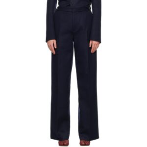 Bottega Veneta Navy Creased Trousers  - 4140 Abyss - Size: IT 40 - female