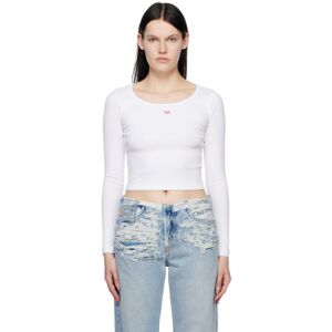 Diesel White Cropped Long Sleeve T-Shirt  - 100 White - Size: Extra Small - female