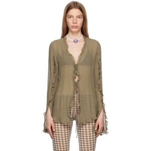 Acne Studios Khaki Ruffled Shirt  - Mud Green - Size: FR 42 - female