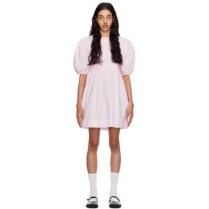 GANNI Pink Smocked Minidress  - 428 Light Lilac - Size: DK 50 - female