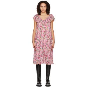 GANNI Pink Floral Midi Dress  - 393 Sugar Plum - Size: DK 38 - female
