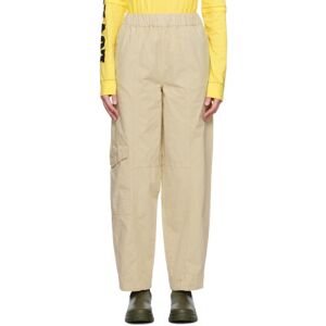 GANNI Khaki Curve Trousers  - 531 Pale Khaki - Size: DK 34 - female