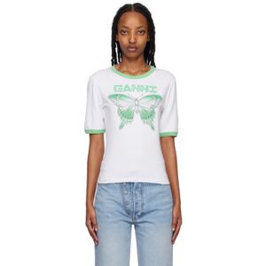 GANNI SSENSE Exclusive White Butterfly T-Shirt  - 151 Bright White - Size: Extra Small - female