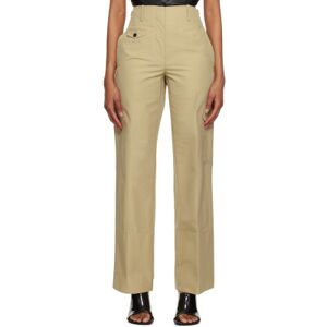 Helmut Lang Beige Utility Trousers  - Uniform Khaki - 1FX - Size: US 00 - female