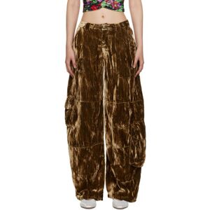 Collina Strada Brown Lawn Cargo Pants  - Moss - Size: Extra Small - female