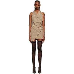 Balmain Taupe Draped Minidress  - 0Av Sable - Size: FR 42 - female