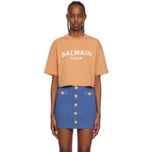 Balmain Brown Cropped T-Shirt  - WCE CAMEL/ NATUREL - Size: Extra Small - female