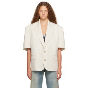 BONBOM Off-White Short Sleeve Blazer  - Tan - Size: Medium - female