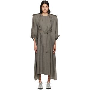 Junya Watanabe Gray Glencheck Trench Coat  - 1 Black/Beige - Size: Small - female