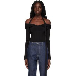 Ferragamo Black Off Shoulder Bodysuit  - 001 Black - Size: IT 38 - female