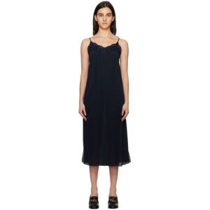 See by Chloé Navy Embroidered Midi Dress  - 4C3 Ink Navy - Size: FR 42 - female