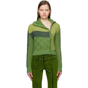 Andersson Bell Green Patchwork Zip Cardigan  - Olive - Size: Extra Small - female