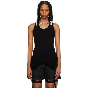 Simone Rocha Black Ruffled Tank Top  - Black/Pearl/Clear - Size: Large - female