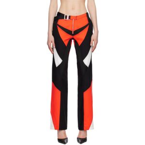 Dion Lee Black & Red Moto Panel Trousers  - Fluoro Red/White - Size: Extra Small - female