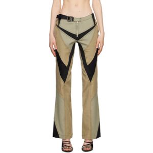 Dion Lee Beige & Khaki Moto Panel Trousers  - Slate / Sahara - Size: Extra Small - female