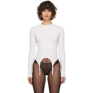 Dion Lee White Garter Long Sleeve T-Shirt  - Ivory - Size: Extra Small - female