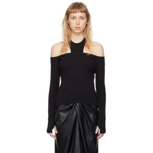 MSGM Black Cutout Long Sleeve T-Shirt  - 99 Black - Size: Extra Small - female