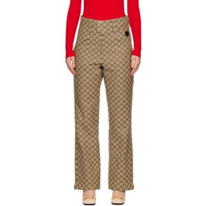 Gucci Brown GG Trousers  - 2184 Camel/Mix - Size: IT 40 - female
