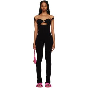 JACQUEMUS Black Le Raphia 'La Combinaison Bikini' Jumpsuit  - 990 Black - Size: FR 32 - female