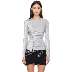 Rabanne Silver Draped Long Sleeve T-Shirt  - P040 Silver - Size: FR 44 - female