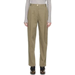 House of Dagmar Khaki Mid-Rise Trousers  - Artichoke - Size: FR 34 - female