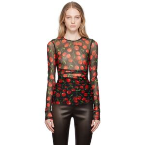 Dolce & Gabbana Black & Red Cherry Print Long Sleeve T-Shirt  - HN4IY Ciliegie Nero - Size: IT 38 - female