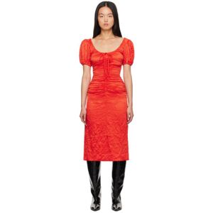 GANNI Red Crinkled Midi Dress  - 785 Grenadine - Size: DK 32 - female