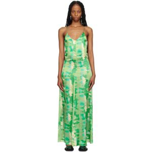 GANNI SSENSE Exclusive Green Maxi Dress  - 796 Lily Green - Size: DK 36 - female