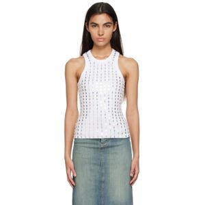 GANNI White Beaded Tank Top  - 151 Bright White - Size: DK 36 - female