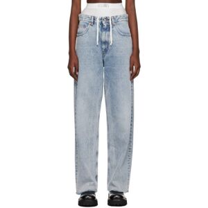 MM6 Maison Margiela Indigo & White Layered Jeans  - 976 Light Indigo - Size: WAIST US 32 - female