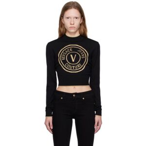 Versace Jeans Couture Black V-Emblem Sweater  - EK42 Black + Gold - Size: Extra Small - female