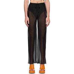 Silk Laundry Black Bias Cut Lounge Pants  - Black - Size: Extra Small - female