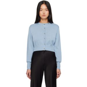 Silk Laundry Blue Cropped Cardigan  - Sky - Size: Extra Small - female