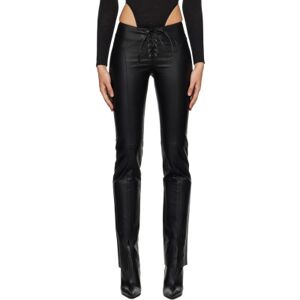 Miaou Black Element Faux-Leather Pants  - Black Vegan Leather - Size: Extra Small - female
