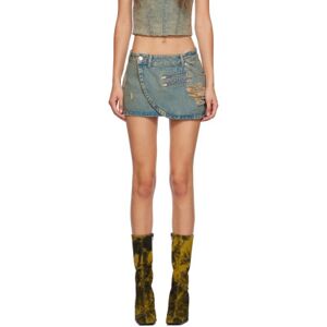 Miaou Blue Hunter Denim Miniskirt  - Green Acid Denim - Size: Large - female