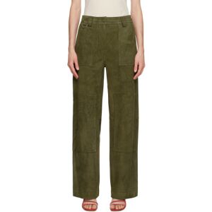 Saks Potts Khaki Rose Leather Trousers  - Moss - Size: Extra Small - female