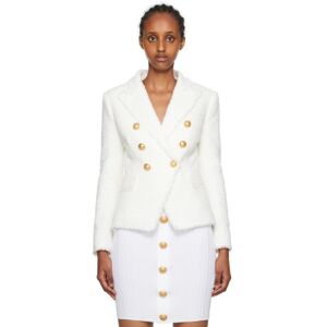 Balmain White 6-Button Blazer  - 0FA BLANC - Size: FR 38 - female