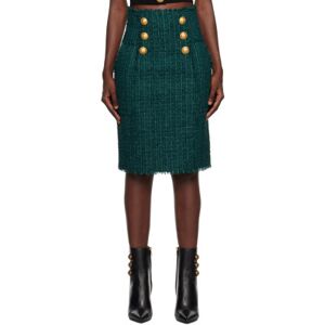 Balmain Green Fringed Midi Skirt  - 7CX VERT FONCÃ‰ - Size: FR 36 - female