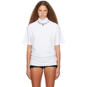 Pushbutton White Emerald Necklace T-Shirt  - White - Size: Extra Small - female