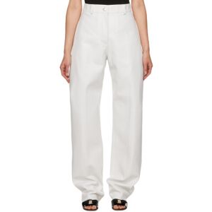 Ferragamo White Creased Leather Pants  - 002 OPTIC WHITE - Size: Extra Small - female