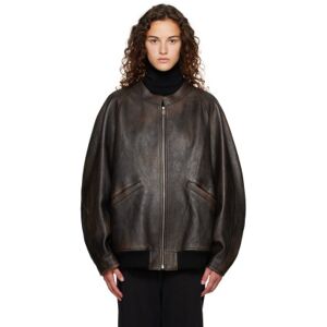 The Row Brown Kengia Leather Jacket  - Brown - Size: Medium - female